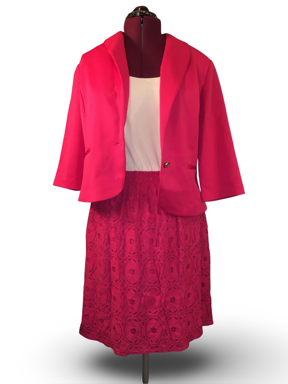 Perceptions New York Women’s Size 14 Pink Lace Dress & Jacket 2 Piece Set